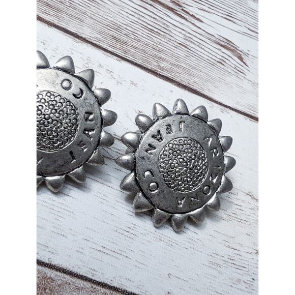 Vintage The Original Arizona Jean Company Clip On Earrings Silver Tone - Picture 4 of 8